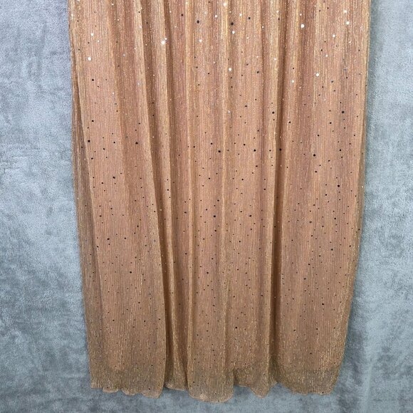 Womens Unit Horse Sequin Embellished Gold Maxi Dress Short Sleeves V Neck XXL - Picture 4 of 10